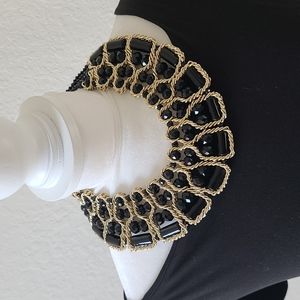 Boutique Chunky Necklace, wrapped in black stones and gold trim